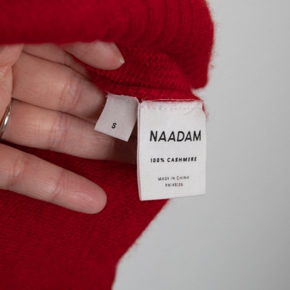 Naadam Luxe Chunky Unisex Cashmere Crewneck Sweater Red Apple 100% Cashmere C28 - Picture 4 of 5